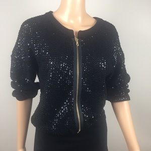 Marc Jacobs Black Sequin Wool Sweater Cardigan